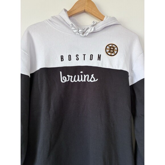 NHL Boston Bruins Hoodie Mens Medium Black White Official Licensed Pullover - Picture 7 of 8